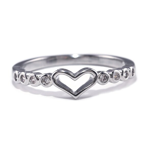 Super Lovely Heart Sweet Many Tiny Zircon Filled Silver Ring for Women, VIP459 - Picture 5 of 8